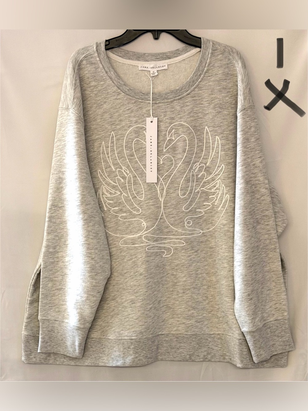 Jane and Delancey Gray Sweatshirt with White Swan Outline